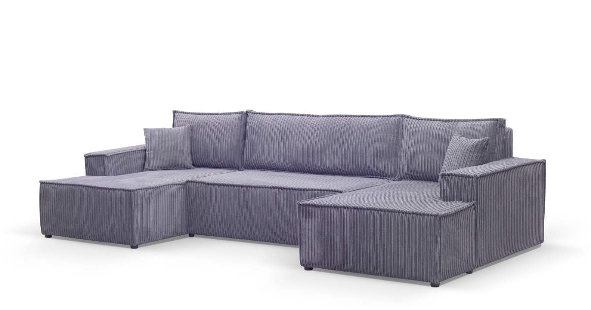 Calix U shaped grey cord corner sofa bed